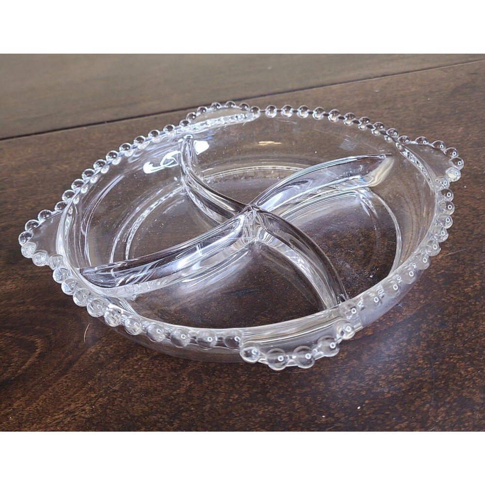 Candlewick Divided 4 Part Clear Round Relish Serving Dish 9" Imperial Glass MCM